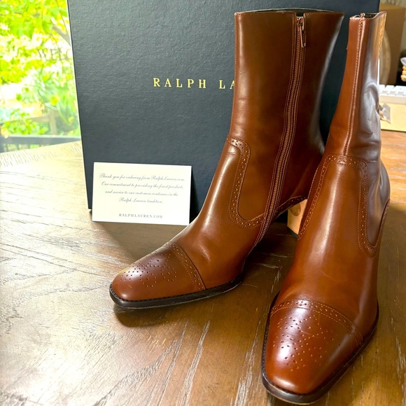 Ralph Lauren Shoes - New! RALPH LAUREN 100% Leather boots in Deep Saddle Tan, Size 9